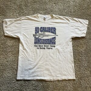 Vintage 50 Caliber Sniper T Shirt Gun Shirt Men's XL GIldan Pro Cotton